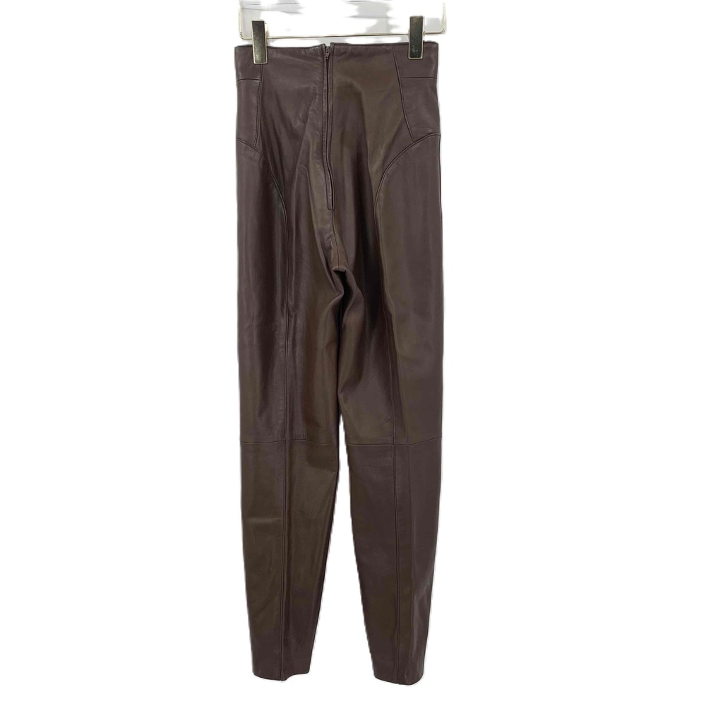 Michael Hoban North Beach High Waisted Leather Pants | Brown | Sz 3/4